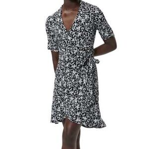 Ganni Black and White Floral Mini Dress